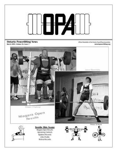 Ontario Powerlifting News March 2005 cover